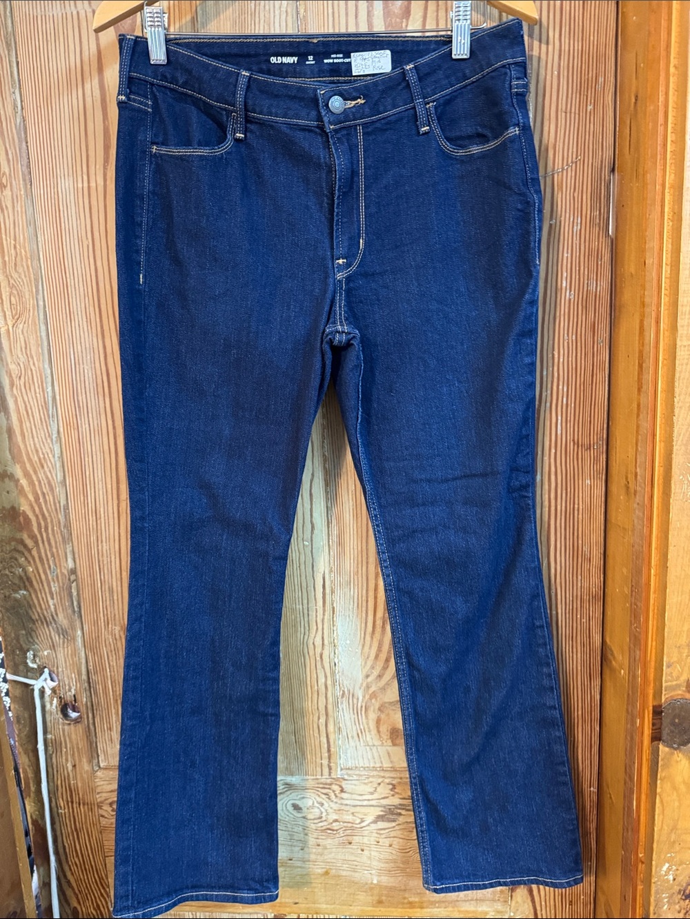 Old Navy Women's Dark Indigo mid rise wow boot cut 12 short Jeans